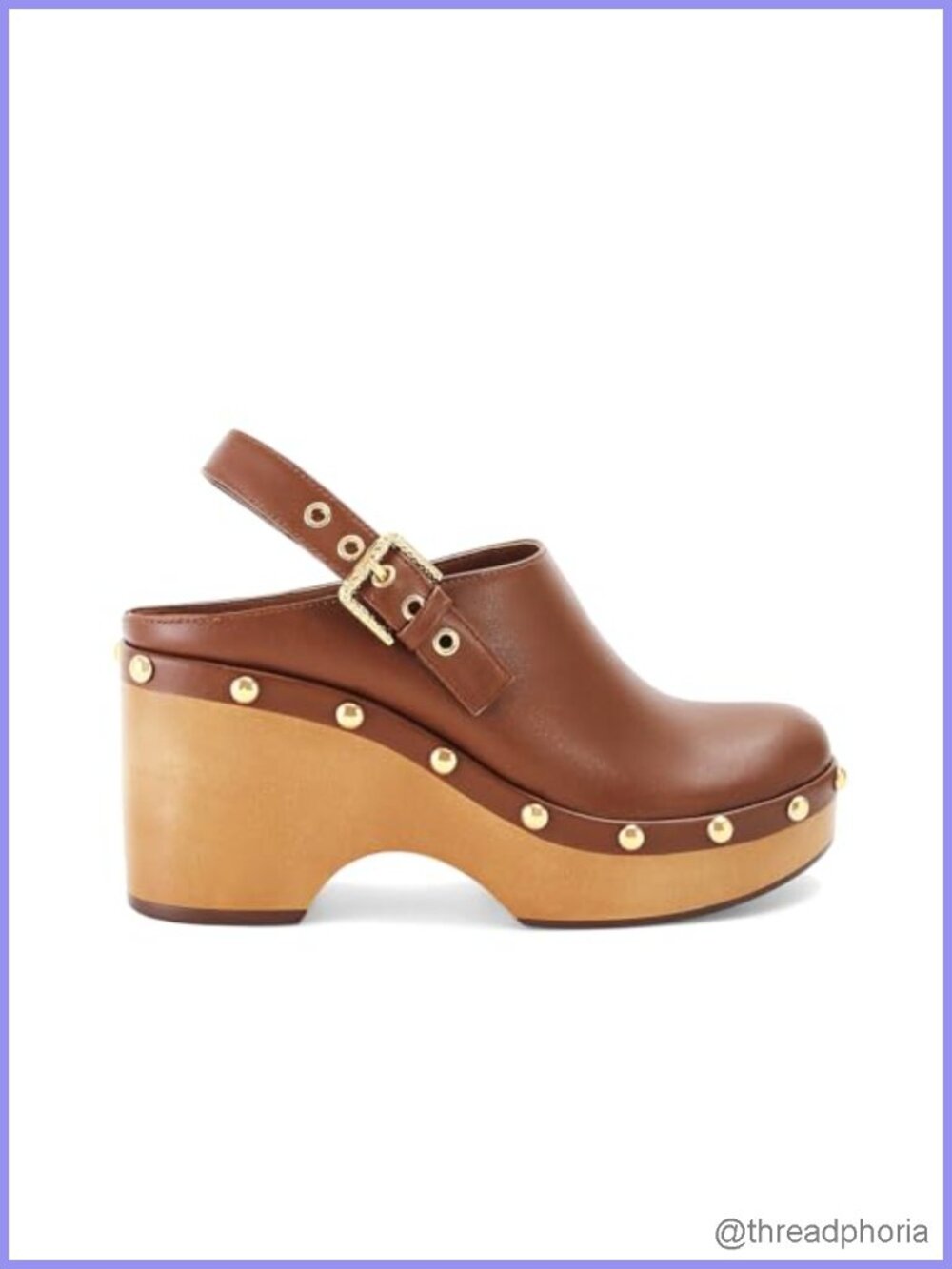 Faux Leather Studded Clogs Platform Mules Wedge Heel Slip On Buckle Slingback